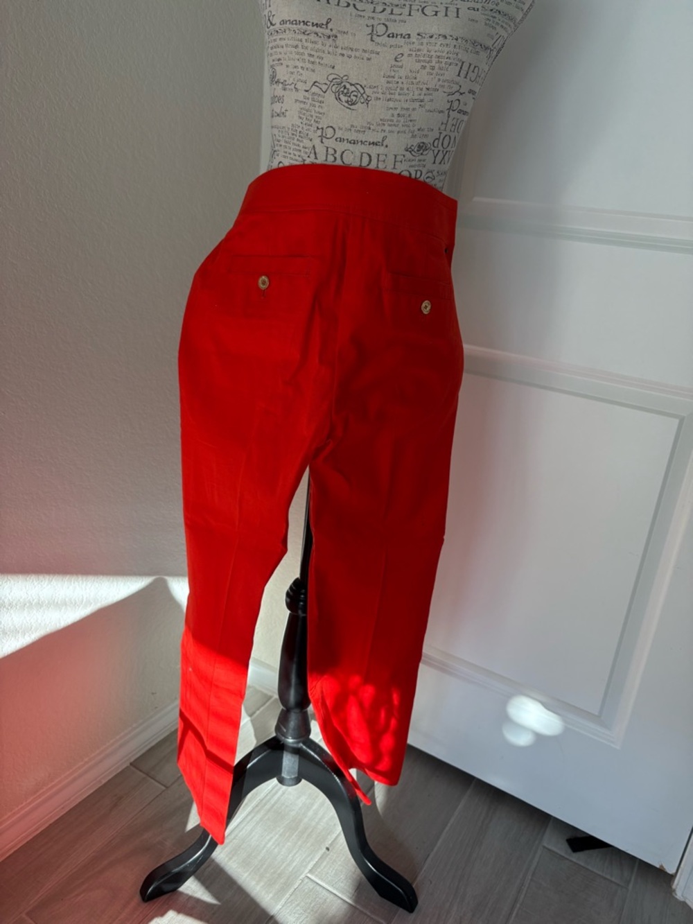 Tory Burch Bright Red High-Waist Crop Trousers